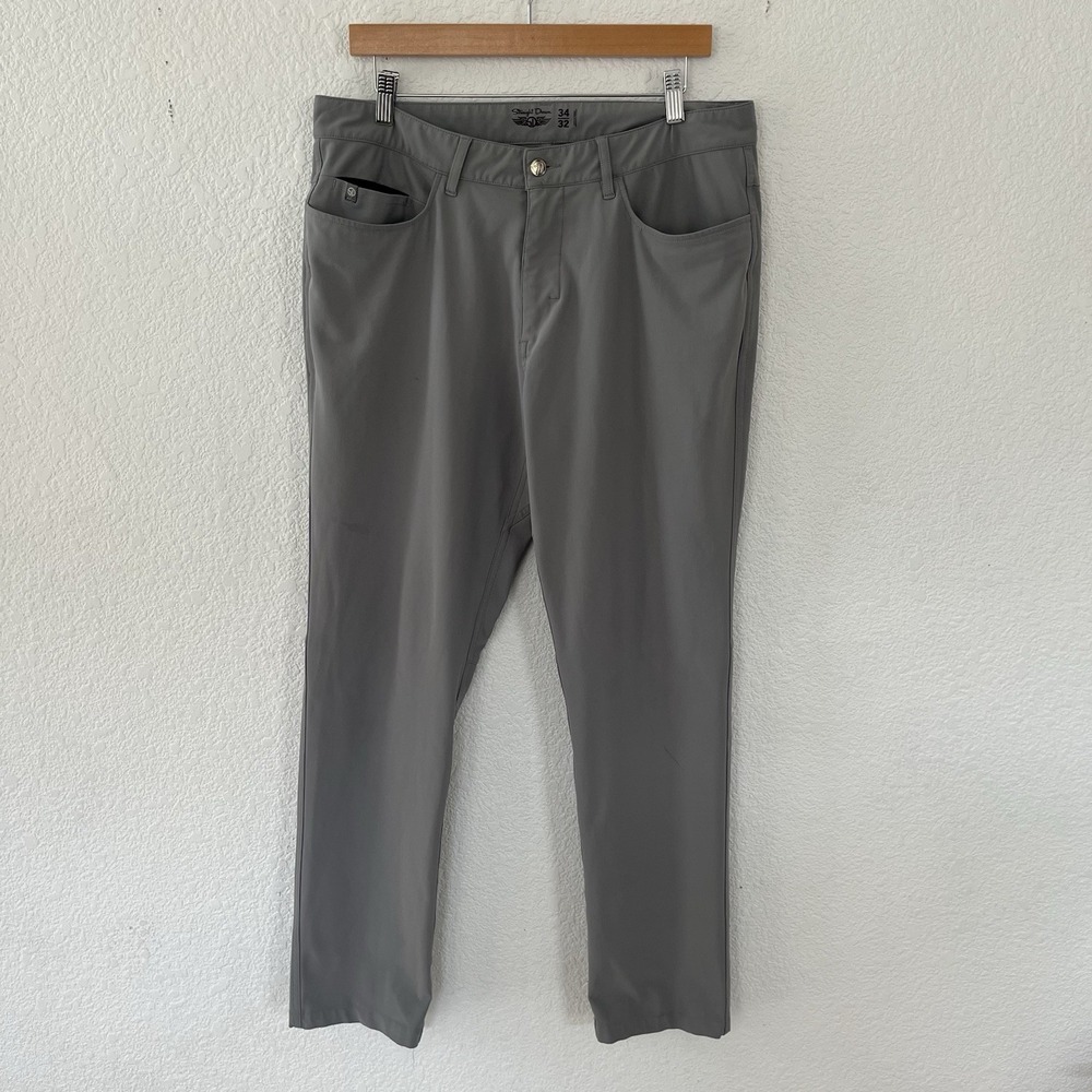 Straight Down Men's Golf Pants 34x32 Gray Performance Stretch 5 Pocket READ